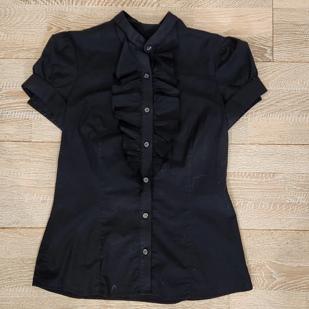 Aritzia Black Ruffle Blouse - Picture 1 of 6